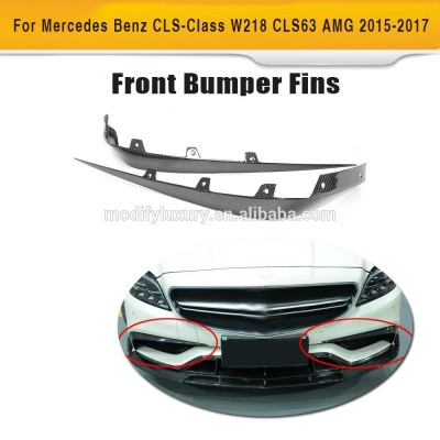 B Style Carbon Fiber Front Bumper Fins for Mercede s Ben z CLS-Class W218 CLS63 AMG 15-17